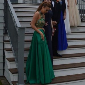 Sherri Hill A-Line Emerald Green Prom Dress